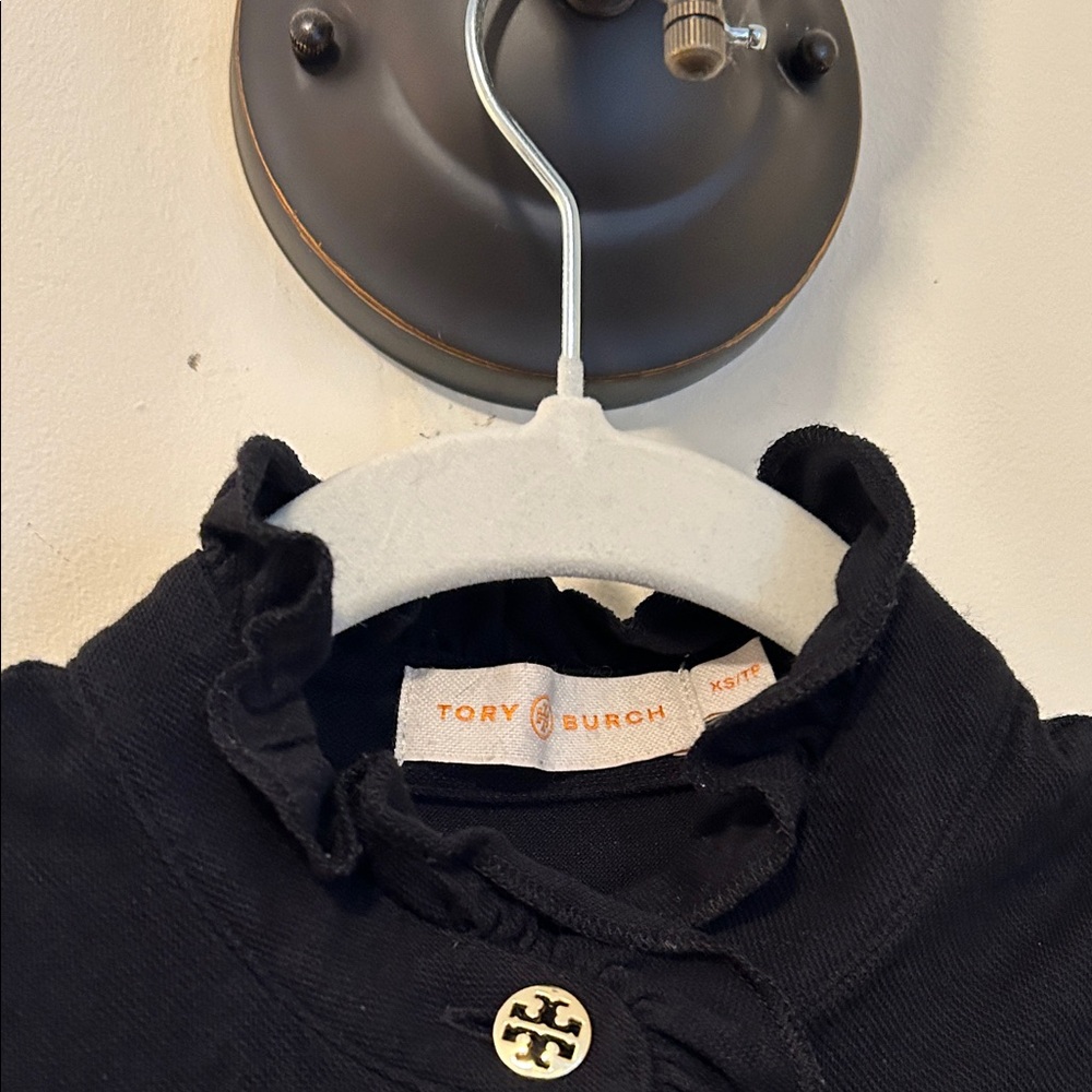 Tory Burch Black Sleeveless Blouse with Button Detail